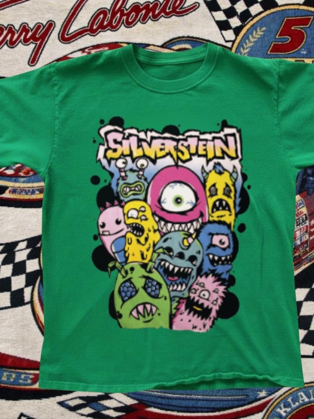 Gildan Bright Green Short Sleeve T-Shirt with Multicolor Monster Graphic